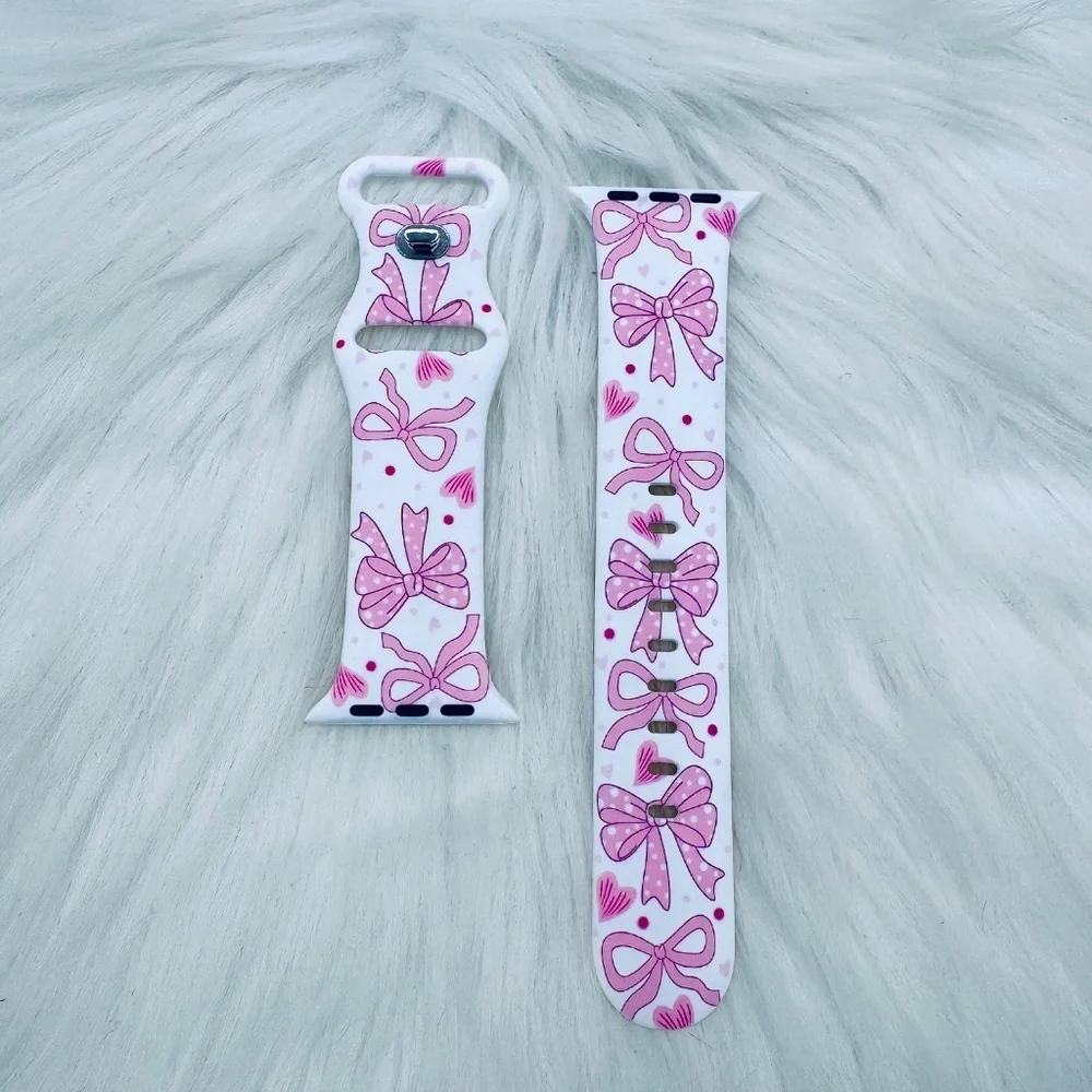 New Pink Bows Design Watch Band For Apple Watch 38mm / 40mm / 41mm